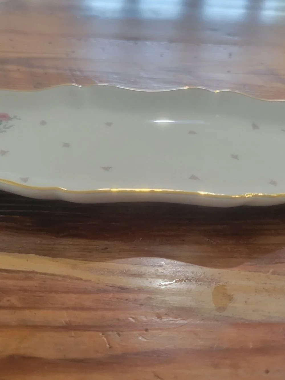 Lenox Petite Rose Tray Dresser Trinket Dish Jewelry Plate Gold Edge Pink Flowers